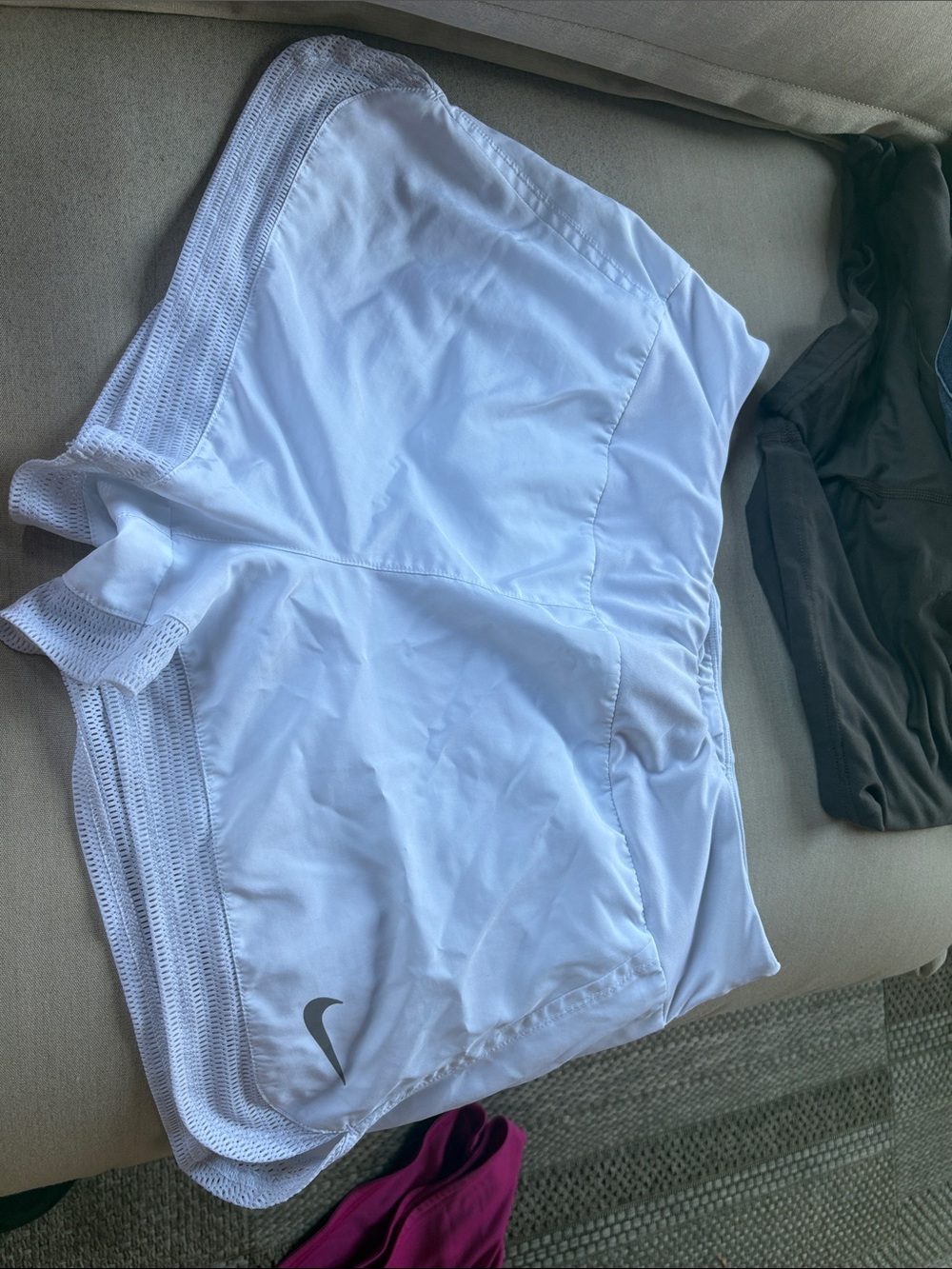Nike White Running Shorts with Mesh Sides